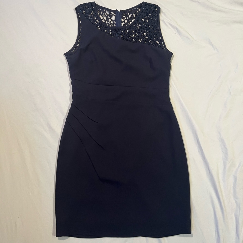 Navy shift dress with cutout detail